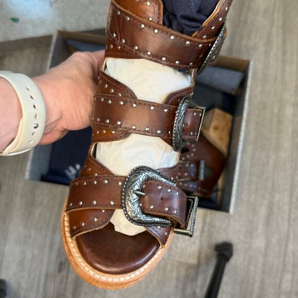 Freebird by Steven Violet Cognac Leather Buckle Sandals | Size 7 - Picture 5 of 8